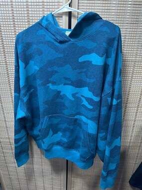 Victoria secret pink oversized small blue camo pullover hoodie
